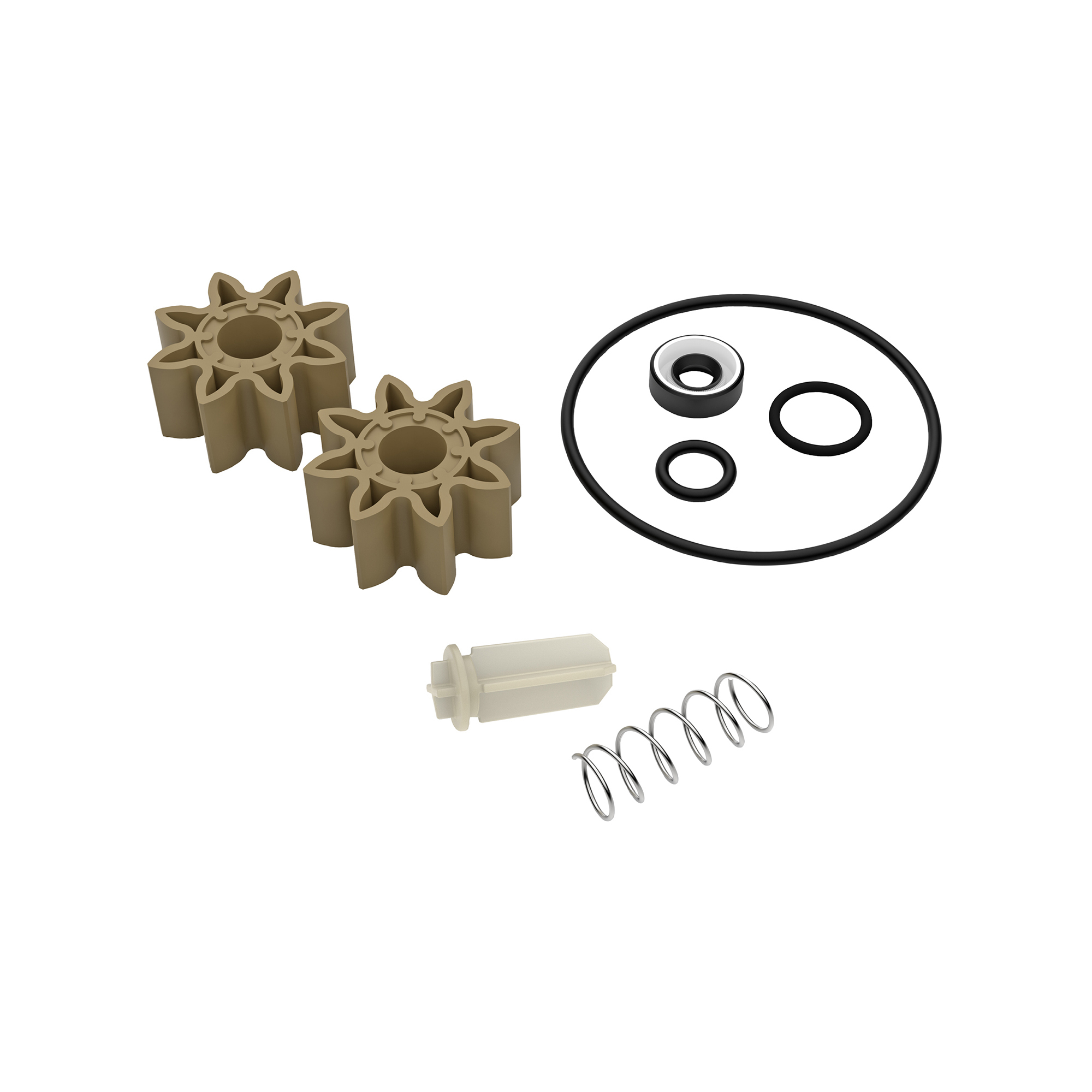 GPI Rebuild Kit for G8P Portable Fuel Transfer Pump — Motor Shaft Seal, Pump Gears, Bypass Poppet Parts, Replacement O-Rings, Model# G8P